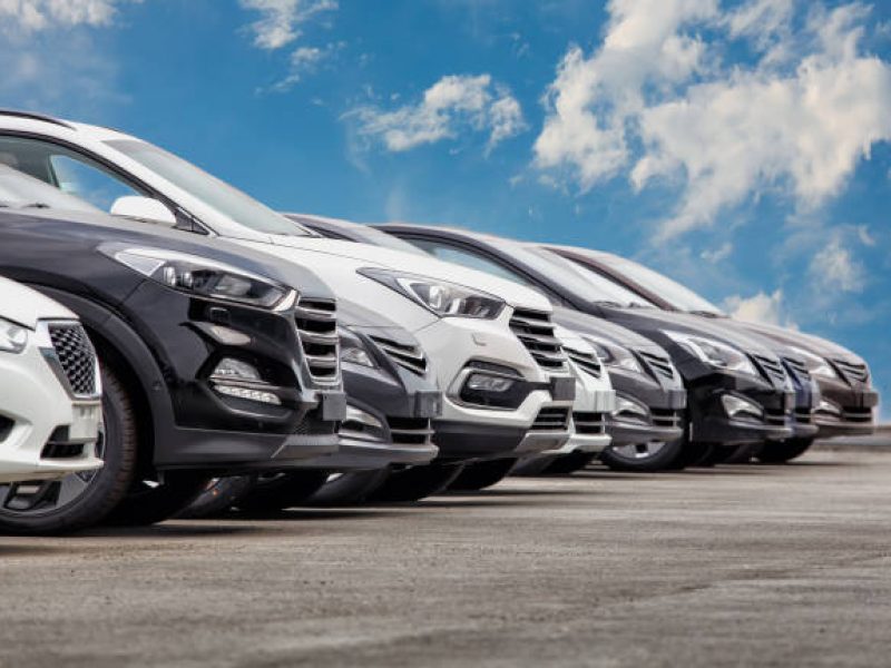 Cars For Sale Stock Lot Row. Car Dealer Inventory