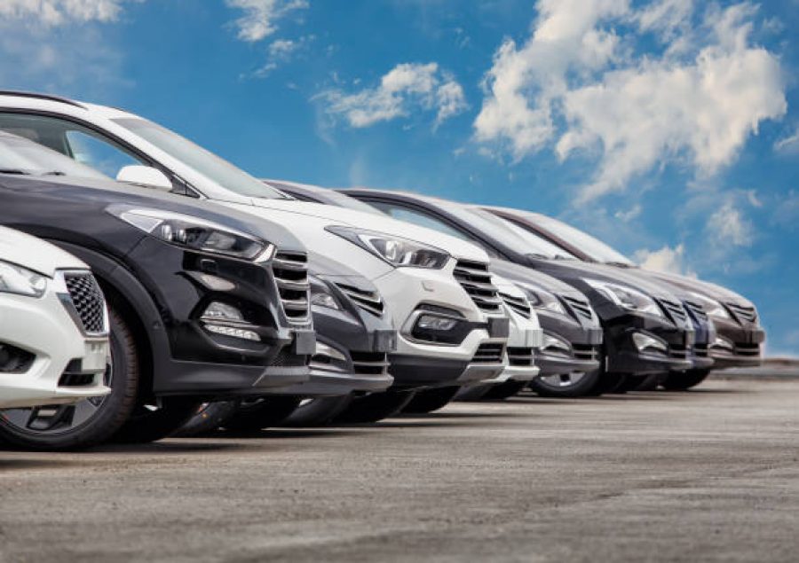 Cars For Sale Stock Lot Row. Car Dealer Inventory